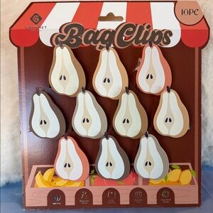 NWT Gourmet Pear-Shaped Bag Clips Set of Ten